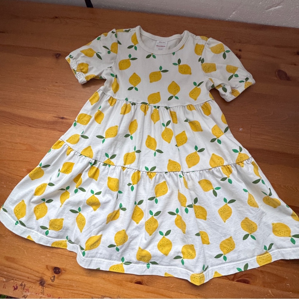 Hanna Andersson short sleeve cotton lemon print dress size 5
